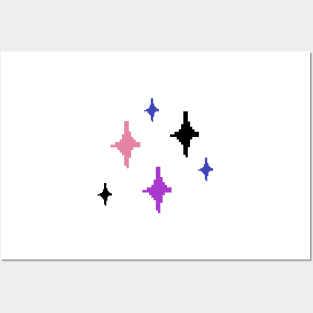 Genderfluid Pride Sparkles Pixel Art Posters and Art